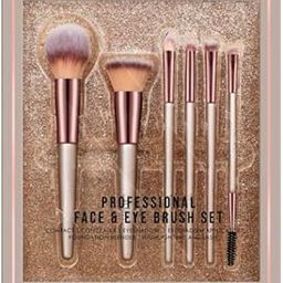JUPREV Synthetic Bristle, Professional Face and Eye Makeup Brushes, | for Cream, Liquid and Powder Formulation (Set of 6) (Golden)-42