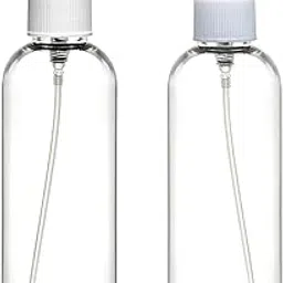 nsb herbals Combo Of 2-100 ml Clear Plastic Empty Fine Mist Spray (White) + White Serum Bottle Container For Sanitizer, Perfume, Rose Water, Travel, Other Diy Products, Refillable Reusable-picture-40