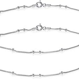 Chandi Payal | 925 Sterling Silver Beaded Snake Chain Anklets Gifts for Women/Girls-48