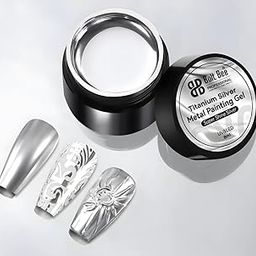 Kreni Titanium Metal Painting Nail Gel, Silver Nail Gel Polish, Mirror Nails Finish, Metal Painting Gel, Super Glossy Soak off UV/LED Nail Gel (silver)-image-35