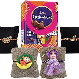 CLUZE Rakhi For Brother Bhabhi And Kid Combo Set Of 4 - Bhaiya Bhabhi Rakhi Gift Hamper - Cartoon Rakhi With Celebration Chocolate - Design 2, 400 Gm-image-12