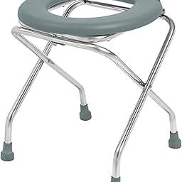 NEOSAFE Stainless Steel Premium Folding Shower Bathing Room Commode Stool Indian Toilet Seat For Elderly Disabled man And Pregant Women Support Safe Chair Anti-Slip (Grey)-image-68