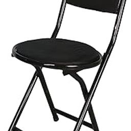 Heavy Duty Steel Folding Round Stool Chair with Foot Rest for Home & Kitchen Namaz Study Computer Balcony Office Restaurant Cafe Outdoor Chair, for All Age. (Black)-image-26