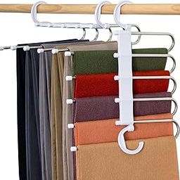 SHAYONAM (Pack of 2) 5 in 1 Round Shep Stainless Steel Foldable Hangers for Clothes Hanging Multi-Layer Multi-Purpose Pant Hangers for Wardrobe Magic Foldable Hanger Clothes Hanger((Pack 2)/*--image-64