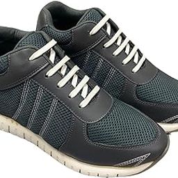 Height Increasing Dark Grey Leather/Mesh Elevator Sports Shoes for Men with Guaranteed 3 Inch Height Increase-picture-2