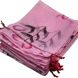 Fabjute Organza Potli Bag for return gifts (Pack of 10) (Organza, 8x6) (Multicolor-D2)-image-86