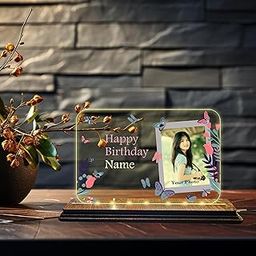 Brown Cloud Customised Acrylic Printed Happy Birthday LED Table Lamp/Plaque Personalised with Name, Birthday Decoration/Gift For Family & Friend (LED ACRY HB PRN WW 02)(D1)-20