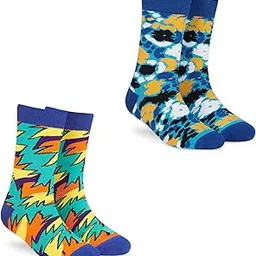 dynamocks Men's and Women's Combed Cotton Designer Crew Length Socks (Pack of 2) (Multicolour, Free Size)-picture-14
