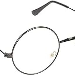Unisex Round UV Protected Sunglasses Black Frame Transparent Lens-Pack Of 1-1
