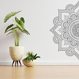 INKFENCE 110 cm Monochrome Mandala Wall Sticker Self Adhesive Sticker (Pack of 1)-image-90