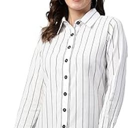 White and Black Striped Opaque Cotton Casual Shirt-picture-17