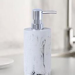 Obsessions Soap & Lotion Dispenser, Polyresin, Ideal for Bathroom, Kitchen Vanity 320ml, Marble-picture-30