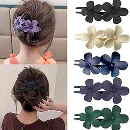 3 Pcs Flower Flat hair clips for girls women Matte Flat Hair Claw French Alligator Clips Non-Slip Cute Duck Billed Flat Claw Clips for Thick Hair for Girls-image-52