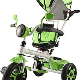 Toyzoy Melody Pro Max Kids|Baby Musical Trike|Tricycle with Light, Foldable Canopy and 360 Degree Seat Rotating for Kids|Boys|Girls Age Group 2+ Years (White & Neon Green)-image-89