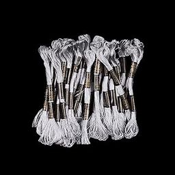 Mettalic Hand Embroidered Cotton Thread Skeins Set for Craft & Projects (Silver, Pack of 25)-picture-24