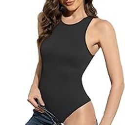 briafinz Shapewear Bodysuits for Women Tummy Control Ribbed Seamless Sleeveless Halter Neck Tank Full Body Shaper(ED026)-picture-7