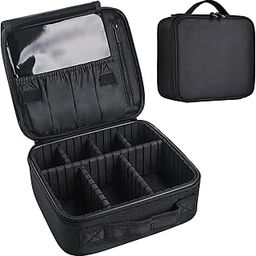 House of Quirk Makeup Cosmetic Storage Case with Adjustable Compartment - Black(25x22x9cm)-54