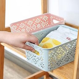 wolpin Plastic 2 Pieces Home Rectangular Storage Basket Colorful For Kitchen And Home Organiser Box Multipurpose For Fruits Vegetables, Toys, Stationary Items (21 X 14.5 X 10 Cm)-image-75