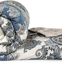 Reversible Microfiber Double Bed Blanket/AC Comforter/Duvet/Dohar | Super Soft | All Weather & Seasons | 120 GSM (Teal Blue White)-image-0