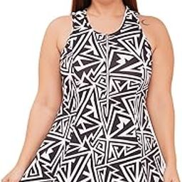 Women's Plus Size Printed Padded Swimwear with Zipper top and Boyshorts-image-10