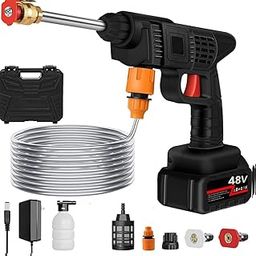 Rexmon 48V Cordless High-Pressure Car Washer – Rechargeable Power Washer with 3-in-1 Adjustable Nozzle & 5M Hose for Cars, Gardening, and Home Cleaning-image-87