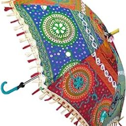 Rajasthani Embroidery Designer Umbrella for Event Decoration, Pre-Wedding Photoshoots, Traditional Festivals & Home Décor - Handcrafted Multicolor Umbrella (Set of 3)-image-19