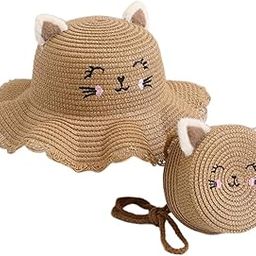 Straw Hat and Small Bag Set Sun Hat for Outdoor Activities Vocations Holiday Khaki-5