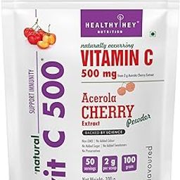 HealthyHey Nutrition Natural Vit C 500 - Natural Vitamin C sourced from Acerola Cherry Extract Powder - Support Immunity - 100gm Powder (Unflavoured)-19