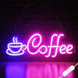 Azonee Coffee Neon Signs USB Powered LED Coffee Light up Sign, with Hanging Chain Bright Neon Coffee Signs, for Cafe Shop, Cub, Restaurant, Room Decor (42 x 22CM)-image-68