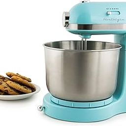 Nostalgia Classic Retro Professional 3.5 Qt Stand Mixer with Tilt Head and Stainless Steel Bowl, Six-Speed, Includes Dough Hooks and Beaters, Aqua-image-10