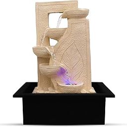 KRN Water Fountain for Home Decor – Elegant Leaf-Design Tabletop Fountain with LED Light | Serene Indoor Water Fountain for Relaxation & Modern Spaces-image-45