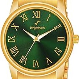 Astrological Gold Full Roman Green Dial Golden Stainless Steel Bracelet for Luck and Prosperity Men's Analog Watch-2
