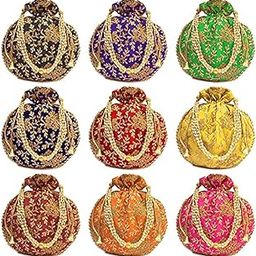 Handicrafts and jewellery Designer Women Potli Bags or Wristlets or rajasthani batwa for Wedding & Parties, Best for gifting, Color, Small-12