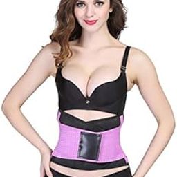 Ubervia® Sport Protective Gear Body Shaping Underwear Abdomen Belt Fat Burning Paste Sports Fitness Belly Belt XXL(Black) Fitness Accessory (Color : Purple)-10