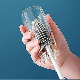 MAVDI Long Handle Silicone Bottle Brush - Flexible Cleaning Brush for Water Bottles, Mugs & Baby Bottles - BPA-Free Dishwasher Safe Scrubber with Narrow Head (Grey)-19
