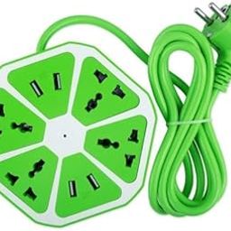 Multi-Purpose Hexagon Socket with 4 USB Slot and 4 Power Extension Cord (Multicolor)-picture-13
