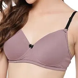 clovia Women's Cotton Solid Lightly Padded Full Cup Wire Free T-Shirt Bra - Pink-picture-26