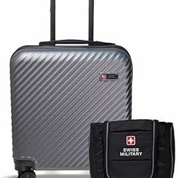 Dusky ABS 33L Grey Hard Sided Laptop Overnighter Roller Case with Multipurpose Black Toiletry Bag-image-55