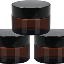Happy Packaging 30 Gm Amber Round Empty Glass Cosmetic Cream Container | Jars With Black Cap And White Inner Lids For Creams| Balms | Face Scrub | Body Cream Etc (3)-16