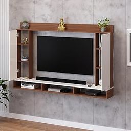 FURNEASER Morris Engineered Wood Wall Mount TV Unit/TV Stand with Door/TV Cabinet/TV Entertainment Unit/Set Top Box Stand (Ideal for 55 Inch) (D.I.Y) (Exotic Teak & White)-image-40