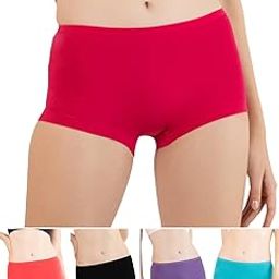 for Her Women's Boy Shorts Panty | High Coverage 100% Cotton Panty Set for Women |Mid Waist Boyleg Panty |Color May Vary | Pack of 5-43