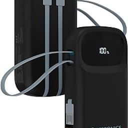 ZEBRONICS 10000 mAh Power Bank, Compact Design, 22.5W Fast Charging, Built-In (Type-C & Lightning Cable) Type-C Port, LED Percentage Indicator, For All Mobiles, Tablet, Earbuds, EnergiTank 10R1(Black)-32
