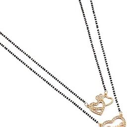 Gold plated American Diamond Love Heart Mangalsutra for Women-image-69