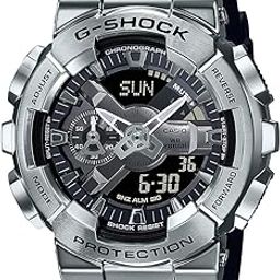 G-Shock GM-110-1ADR Silver Analog-Digital Dial Black Resin Strap Men's Watch Shock And 200M Water Resistant G1051-29