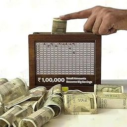 Eoex Wooden Money Piggy Bank, Money Saving Box, Gullak with Savings Chart, 100000 Rupees Goal Tracker, Cash Collection Bank for Kids and Adults-image-66