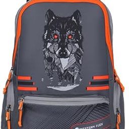 The Wolf Printed 28L Backpack - Water-Resistant, Padded Laptop Sleeve, Ergonomic Straps, Stylish Design for College, Travel, School & Work - for Men, Women, Boys, & Girls-68
