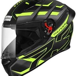 Studds Thunder D6 ISI and DOT Certified Full Face Graphic Helmet for Men and Women with Clear Visor (Matt Black Grey N5, XL)-18
