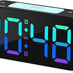 RUCON® RGB Super Loud Alarm Clock for Heavy Sleepers Adults,Digital Clock with 7 Color NightLight,Adjustable Volume, Small Clocks for Bedrooms Bedside,ok to Wake for Kids,Teens (Black+RGB)-image-102