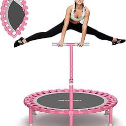 ZCMHAXJ 40Inch Mini Rebounder Trampoline for Adult, Indoor Small Rebounder Workout Trampoline, Adult Fitness Aerobics Trainer Silent Exercise Trampoline (Pink)-1