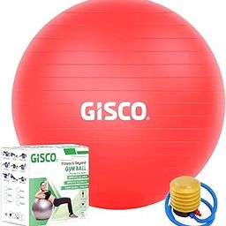 GISCO Anti-Burst Rubber Gym Ball with Free Foot Pump | Round Shape Swiss Ball for Exercise, Workout, Yoga, Pregnancy, Birthing, Balance & Stability (85 cm, Red)-image-62